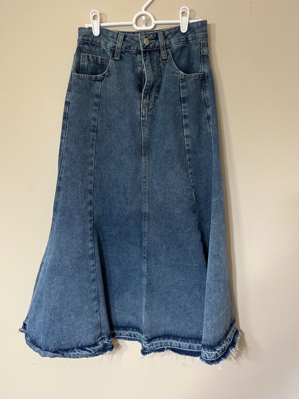 Classic Blue Denim Maxi Skirt - Women's Jeans Style